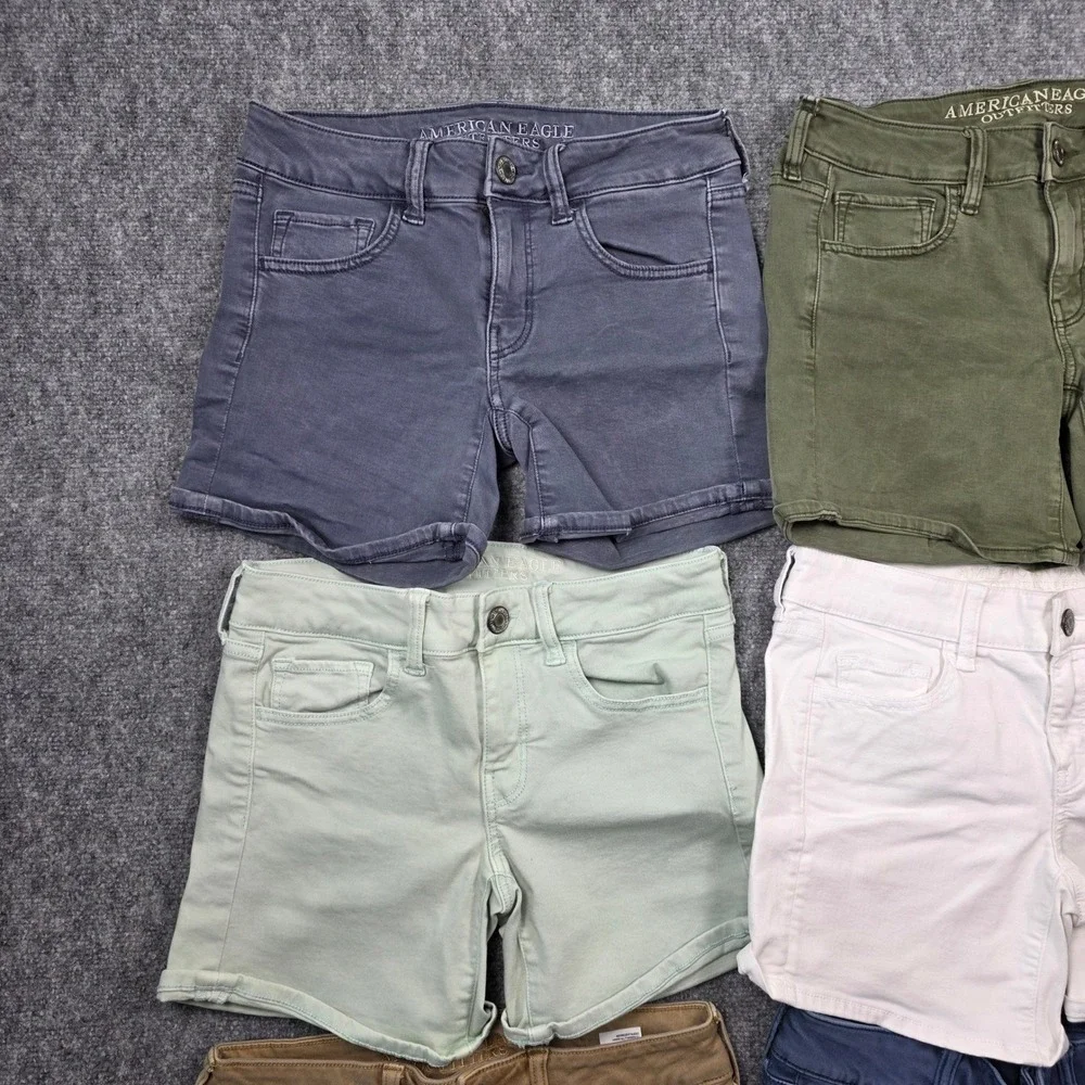 American Eagle Super Stretch Shorts Womens 4 Multicolor Bundle 6pk Mid Rise Mini